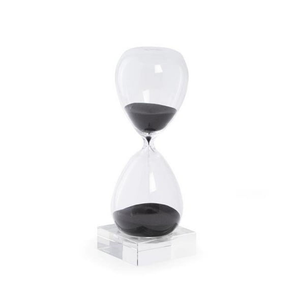 Minuterie de 60 Minutes en Cristal sur Base en Cristal avec du Sable - Noir & Clair