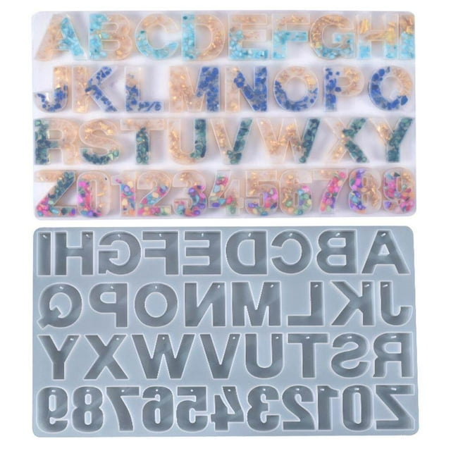 pitrice Letter Number Silicone Mold DIY Alphabet Casting Mold Practical Letter Number Crystal Epoxy Mold for Pendant Jewelry Making Craft