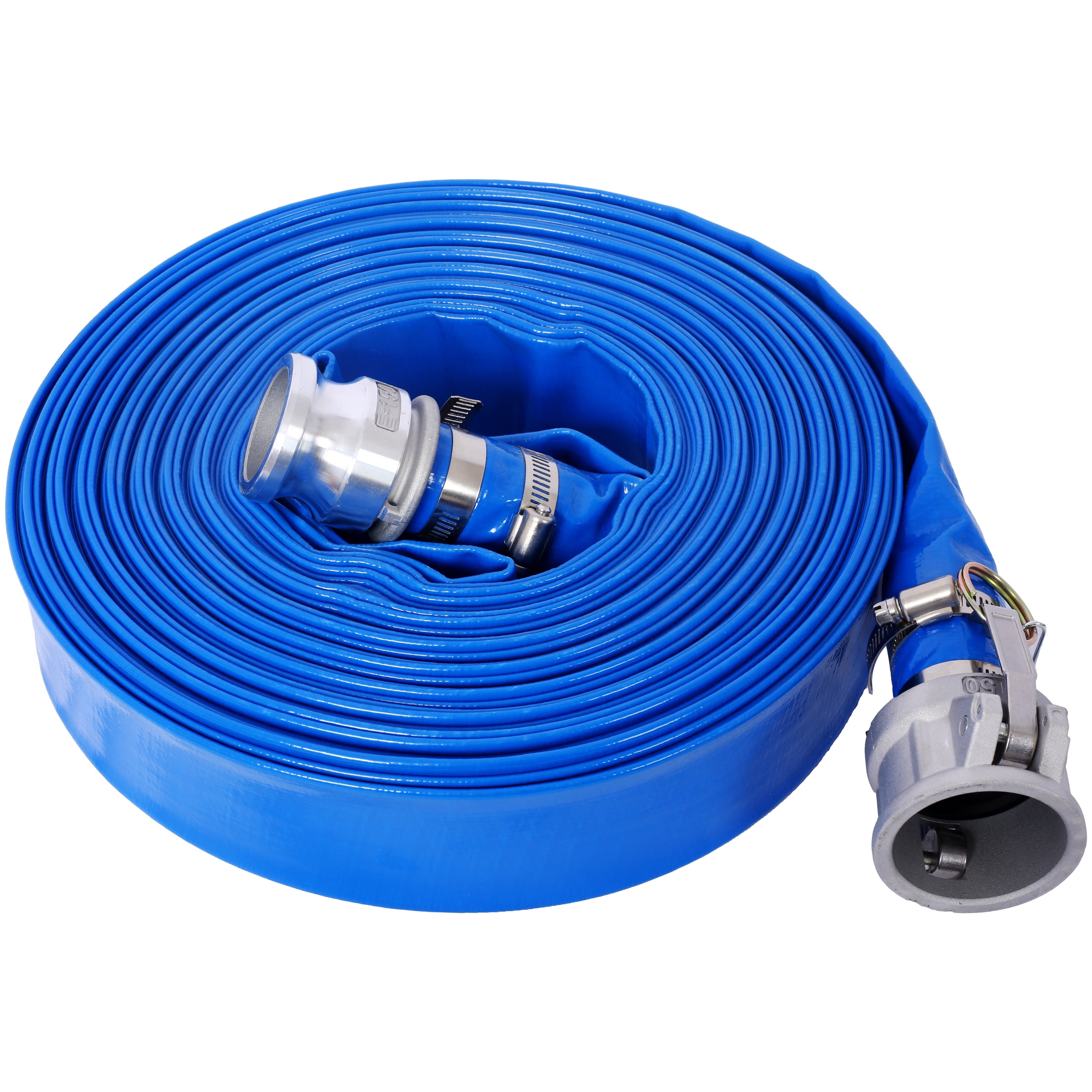 100ft x 1.5in Heavy-Duty PVC Discharge Hose with Aluminum Camlock Couplings (Type E & C) – for Pool, Irrigation, Industrial & Marine Use