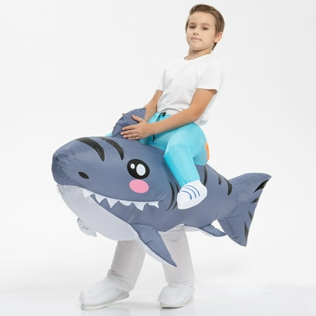 Halloween Inflatable Shark Costume for Kids 47-59inch Tall, Shark Air Blow up Funny Party Halloween Costume for Boys/Girls