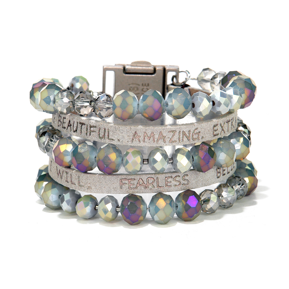 Good Works You Are Beautiful Leather Magnetic Inspirational Cuff Bracelet - Rose Gold