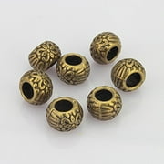 LolliBeads (TM) Jewelry Making Antique Brass Bronze Vintage Style Round Bead Spacer with Large Hole ~Flower~ (30 Pcs)