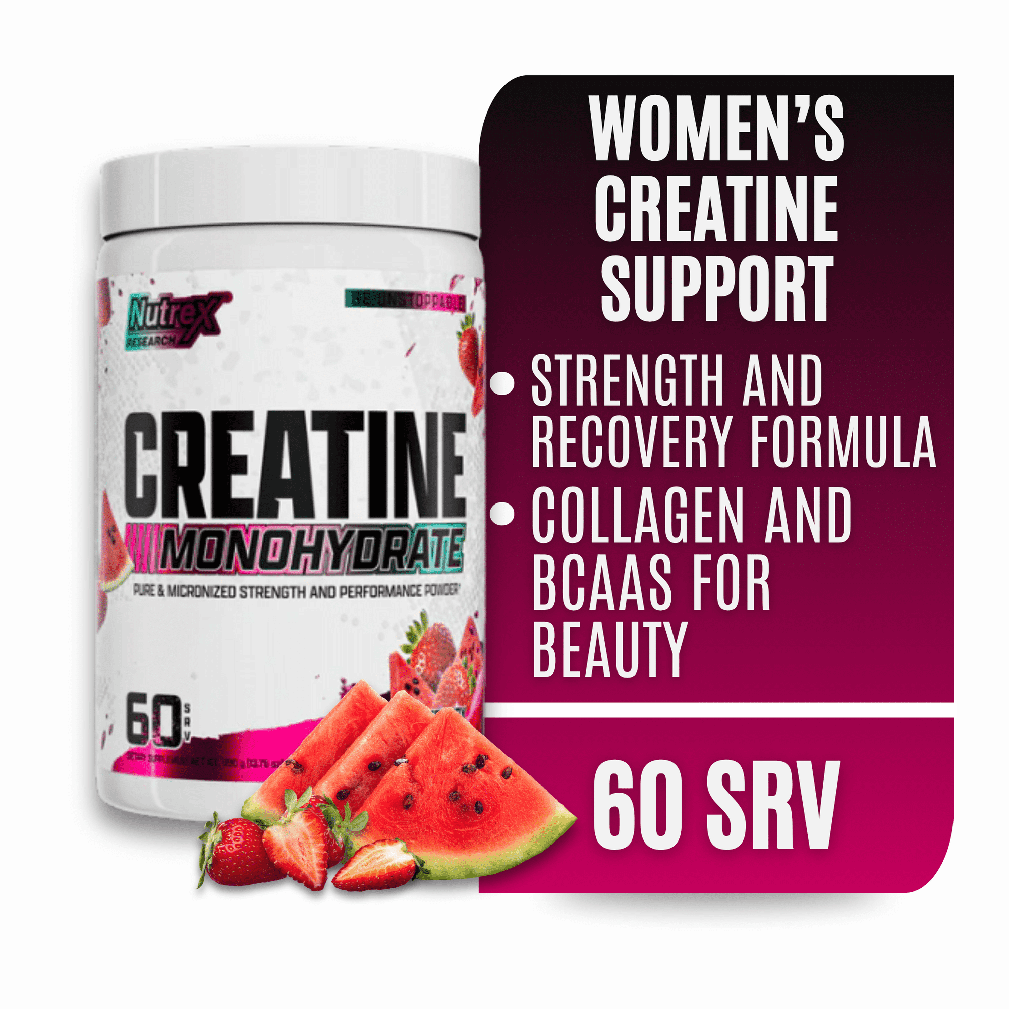 Nutrex Research Strawberry Watermelon Creatine Monohydrate Powder 60 Servings