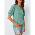 thumbnail image 6 of Women'S Tops Sweater Long Tunic Dressy Casual Blouses Business Cute Trendy Short Sleeve Shirt Green L, 6 of 9