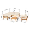 thumbnail image 4 of Christopher Knight Home Grenada Outdoor Acacia Wood 7-seater Sectional Set by  teak + blue cushion, 4 of 5