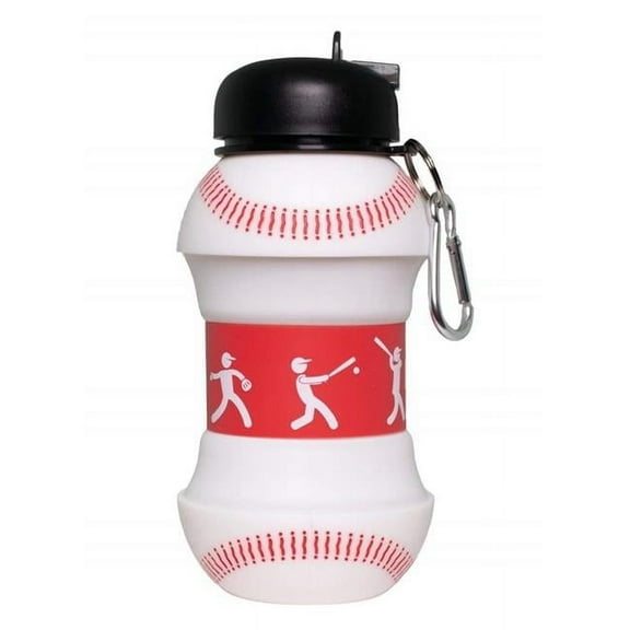 18 oz Collapsible Silicone Baseball Water Bottle