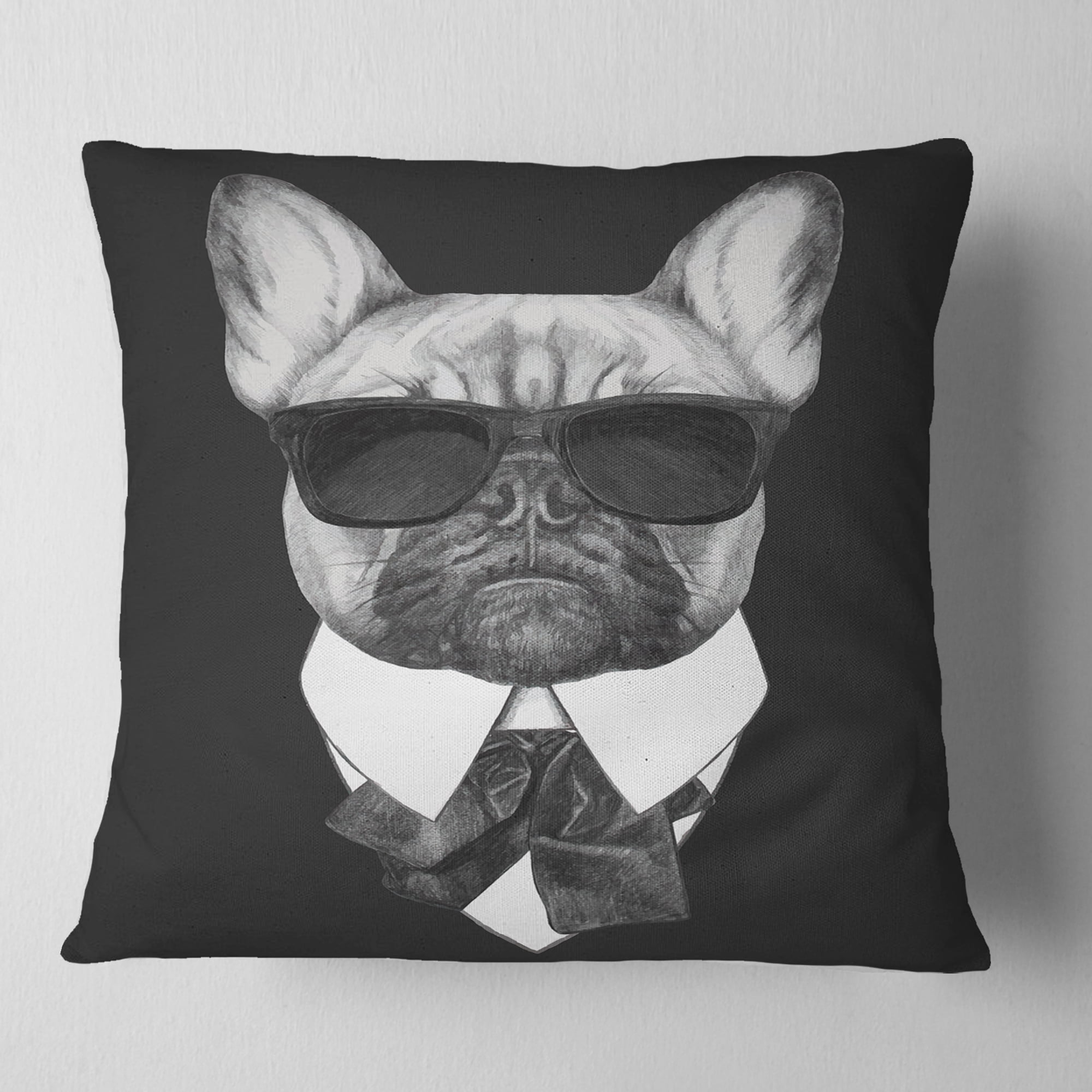 Designart French Bulldog Fashion Portrait - Animal Throw Pillow - 16x16