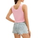 thumbnail image 3 of ATHLECHIC Verano Top Corto Suelto de Algodón Sin Mangas para Mujeres, Camisetas Casual Crop XL Rosa, 3 of 5