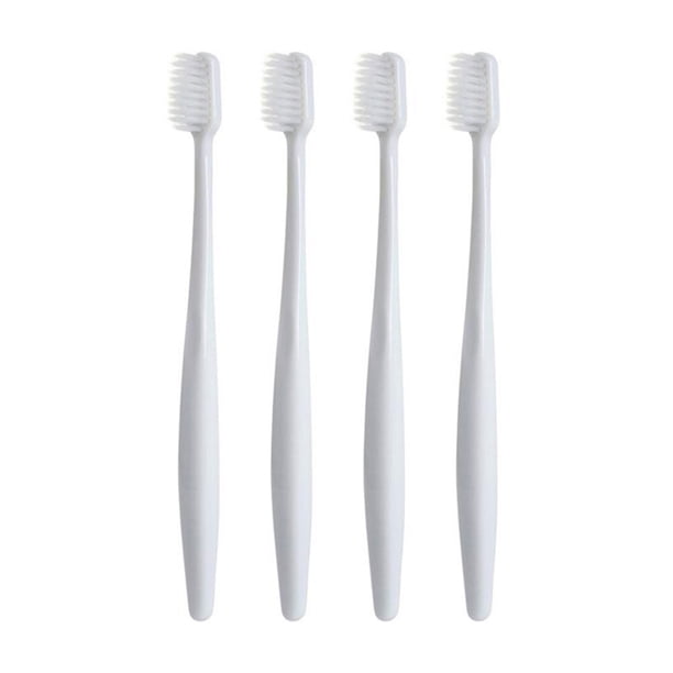 4Pcs Cepillo de dientes de cerdas suaves Cepillos de dientes de cabello fino anti-sangrado Cepillos de dientes de cerdas de plástico para adultos (gris y azul)