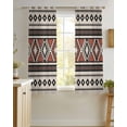 thumbnail image 4 of Beige Boho Sheer Curtains 39 Inch Length 2 Panels Set for Living Room/Bedroom, Vintage Ethnic Tribe Retro Abstract Art Kitchen Curtains Grommet Semi-Sheer Curtains Window Treatments 27.5"x39"x2, 4 of 7