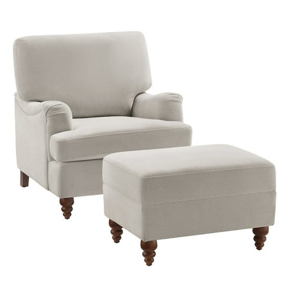Comfort Pointe Clarendon Beige Fabric Upholstered Accent Chair and Ottoman