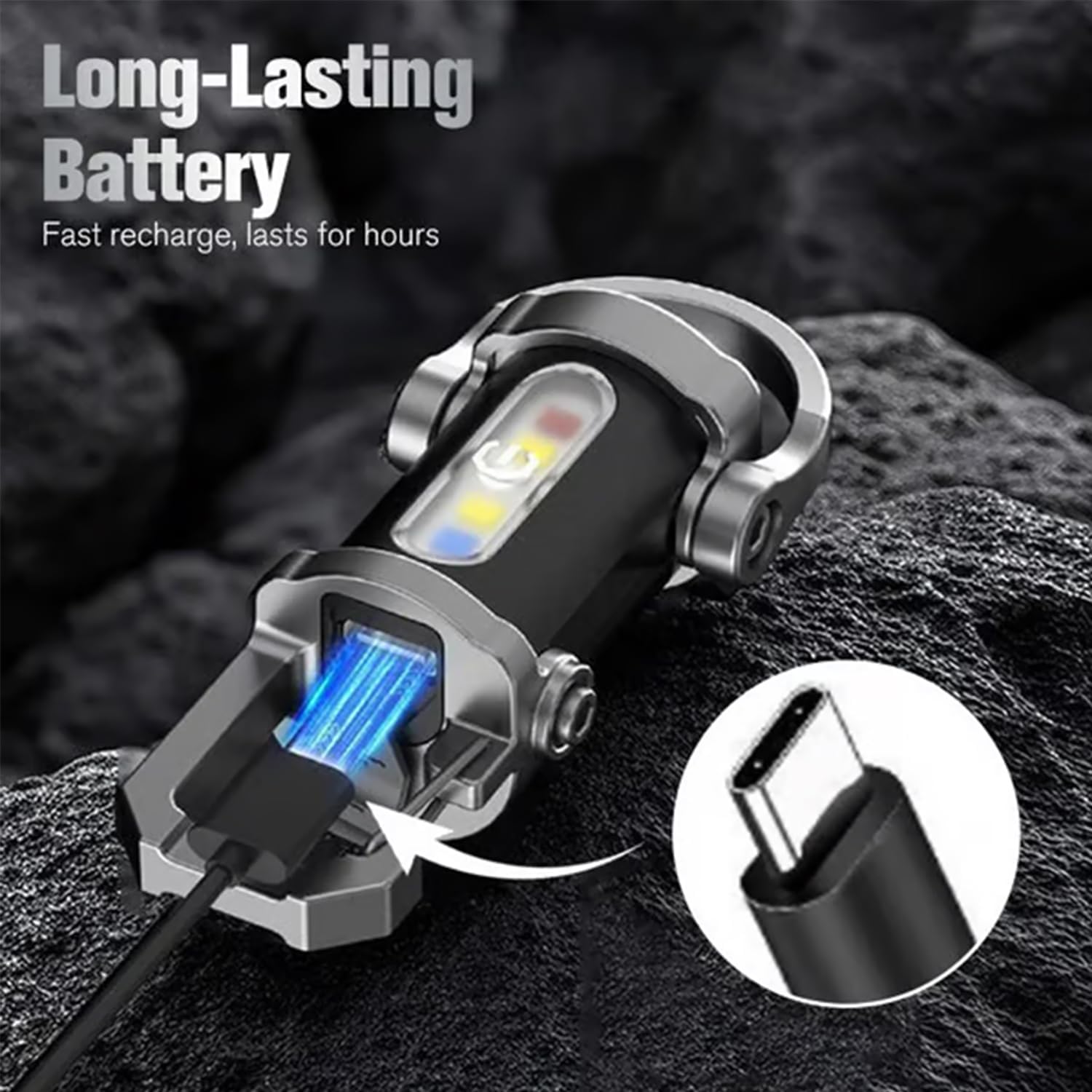 Portable Rechargeable Bright Keychain Flashlight Mini EDC 1200 Lumens Compact Light with 7 Modes Type-C Multifunctional Torch Waterproof Alloy for Camping Hiking Outdoor Use Black(3pcs)