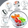 thumbnail image 4 of VERONES 5 Pack Glass Meal Prep Containers 3 Compartment Set, 36OZ Airtight Glass Lunch Containers, Glass Food Storage Containers with Lids, for Micro, 4 of 7