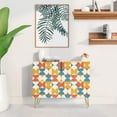 thumbnail image 2 of PixonSign Sideboard Buffet Cabinet, Kitchen Storage Cabinet with 2 Doors, Vibrant Orange & Blue Polygon, Cupboard Console Table for Dining Room - 35" L x 18" W x 29" H, 2 of 5