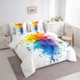 thumbnail image 3 of Manfei Art Watercolor Bedding Comforter Set 7pcs for Kid, Colorful Splash Splatter Queen Bedding Sets, Modern Fashion Abstract Reversible Queen Sheet Sets, Breathable Home Decor, 3 of 7