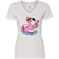 thumbnail image 3 of Inktastic Flamingo with Sunglasses Pool Float and Drink Women's V-Neck T-Shirt, 3 of 5