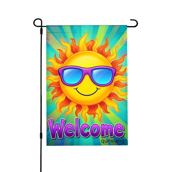 Amhnf Welcome Sun With Sunglasses Garden Flag For Home Outdoor Garden Yard Decor 12x18 inch