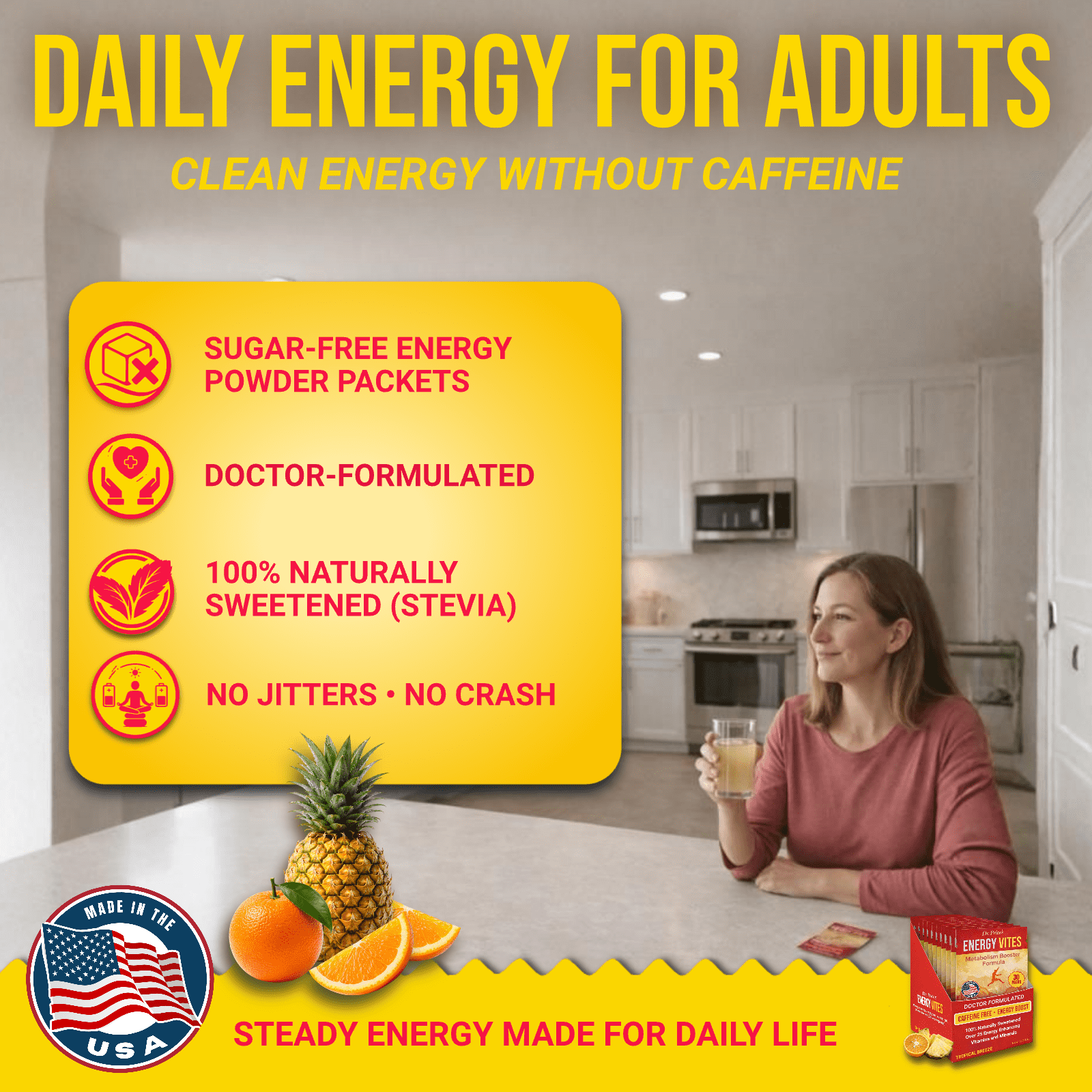 Dr. Price’s Energy Vites – 30 Packets | Amino Acids & Vitamin B12 | Pre-Workout & Daily Use Sugar-Free Energy Powder