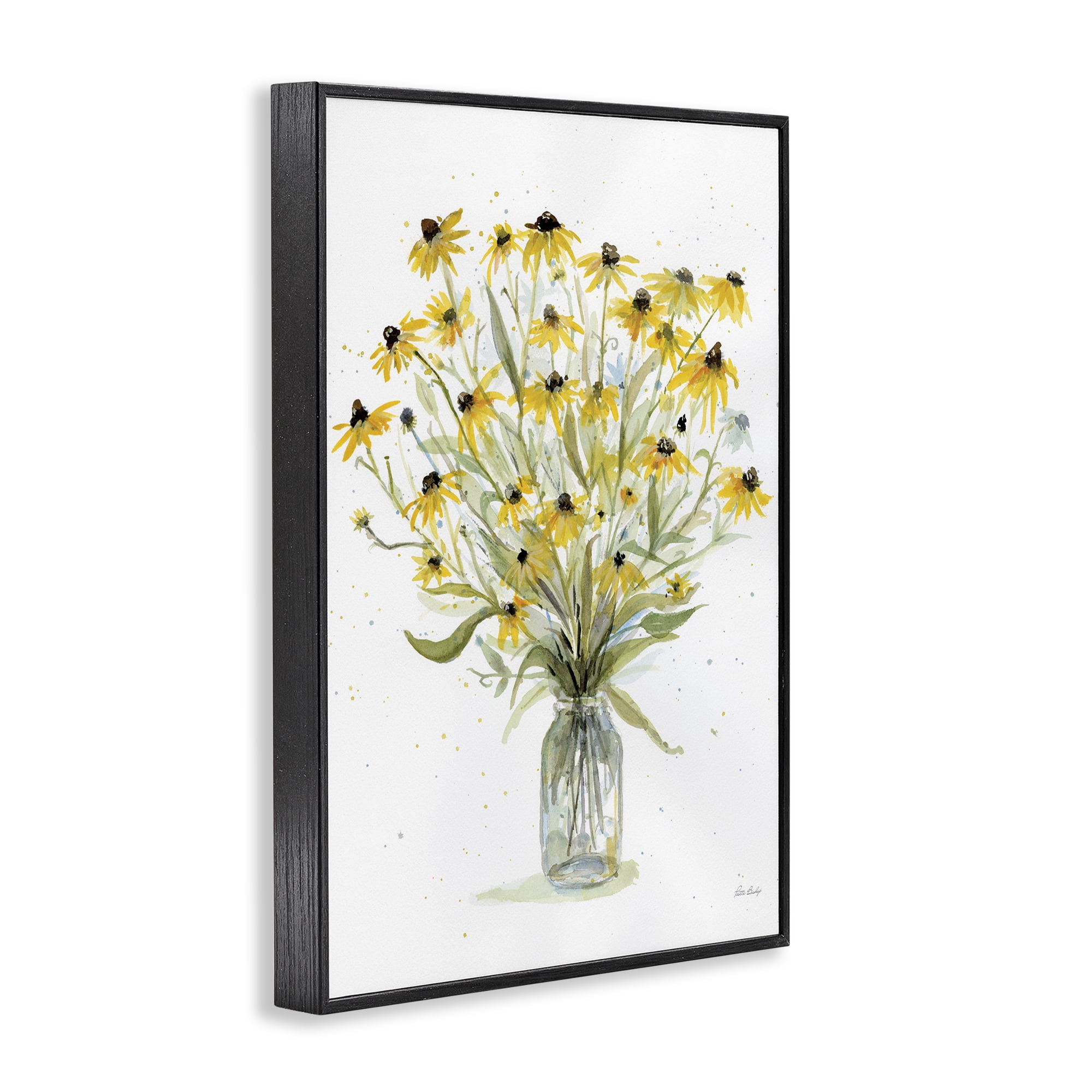 Stupell Industries Black-Eyed Susans Botanical & Floral Painting Black Framed Art Print Wall Art, 12 x 18