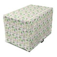 thumbnail image 1 of Luau Dog Crate Cover, Hawaiian Flower Hibiscus with Exotic Green Leaves and Birds Botany Print, Easy to Use Pet Kennel Cover for Dogs, 35" x 23" x 27", Pale Pink Yellow Green, by Ambesonne, 1 of 6