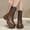 Brown, variant on Bnwani Low Heel Boots Women Fall Winter Toe Zipper Thick Chunky Mid-Calf Ankle Versatile Comfortable Casual Solid Boot Black Size 5.5