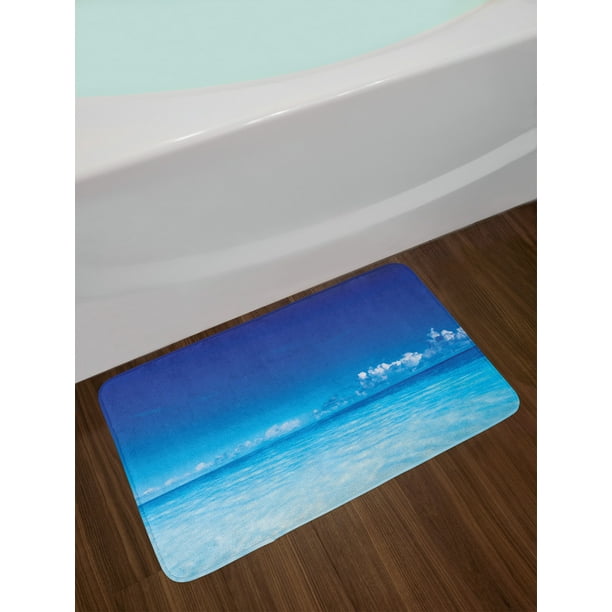 Landscape Bath Mat, Ocean Scenery Deep Sea Beach Hot Summer Themed