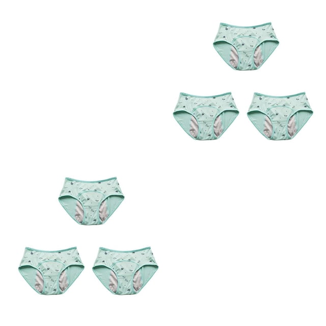 Sonducket 3X Impreso Bragas para el período de las niñas Ropa interior menstrual fisiológica Calzoncillos Lencería Calzoncillos Niños Verde claro METRO 2piezas