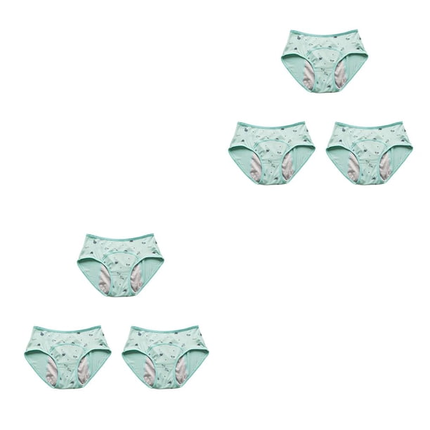Sonducket 3 uds. Bragas con estampado de dibujos animados para niños, ropa interior menstrual, bragas, lencería, hija, mujer, adolescente, Verde claro METRO 2piezas