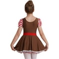 thumbnail image 3 of TiaoBug Kids Girls Gingerbread Halloween Party Cosplay Costumes Puff Sleeve Stripe Christmas Tutu Dress A Coffee 16, 3 of 7