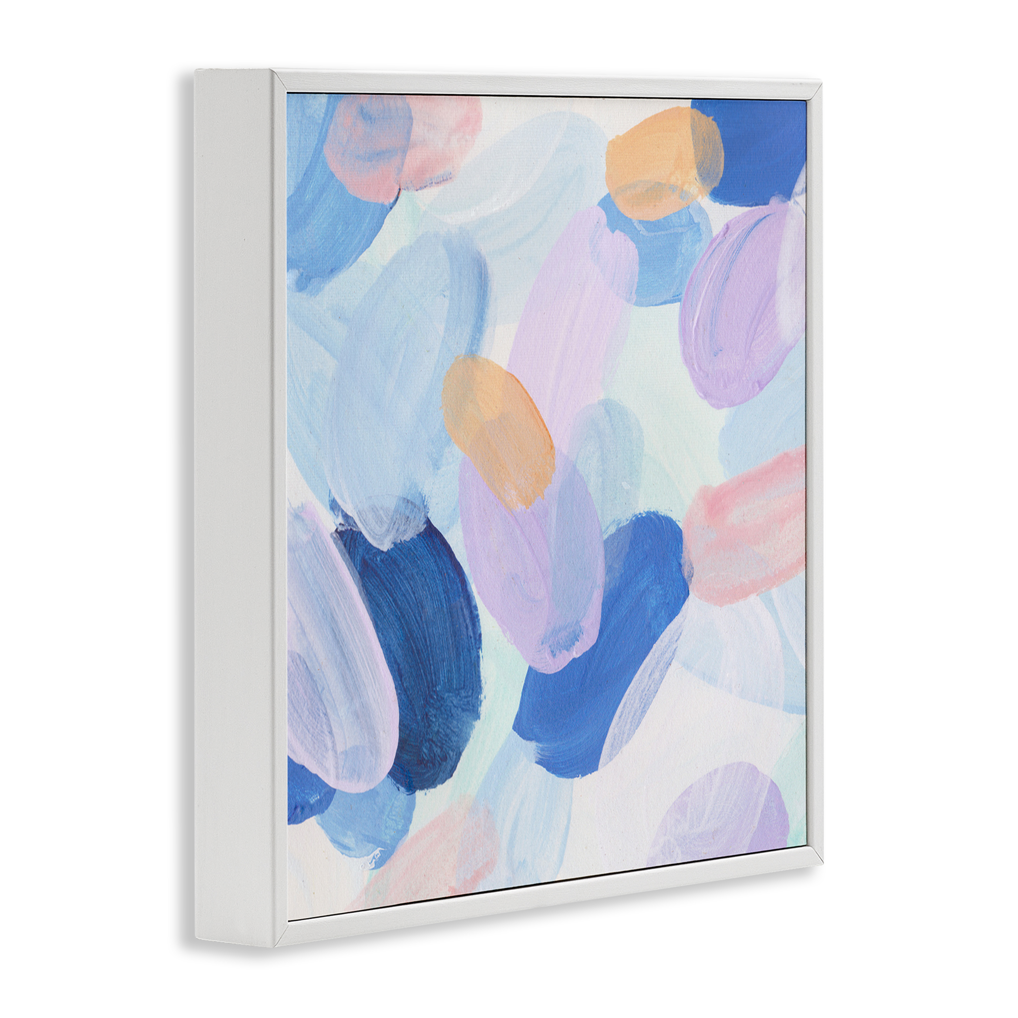 Stupell Industries Oblong Shapes Pattern Abstract Painting White Framed Art Print Wall Art, 17 x 17
