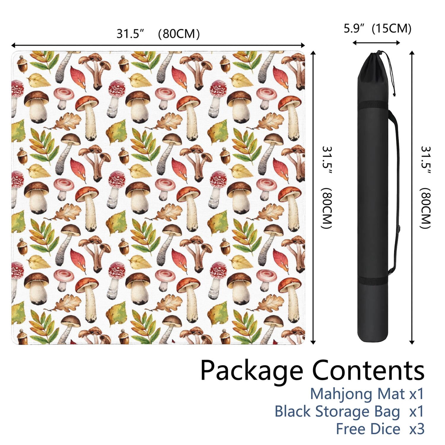 31.5 Inch Botanical Game Mat Made of Premium Rubber Material with Anti-Slip Surface Grip and Noise Dampening Properties for Mahjong Tiles Board Games