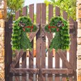 thumbnail image 3 of Horse Christmas Wreath Artificial Branch Leaf Wreath Front Door Wreath Wall Door Green Needles Wreath With Pinecone, 3 of 8