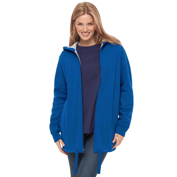Woman Within Plus Size Thermal Waffle Lined Fleece Hoodie Oversized