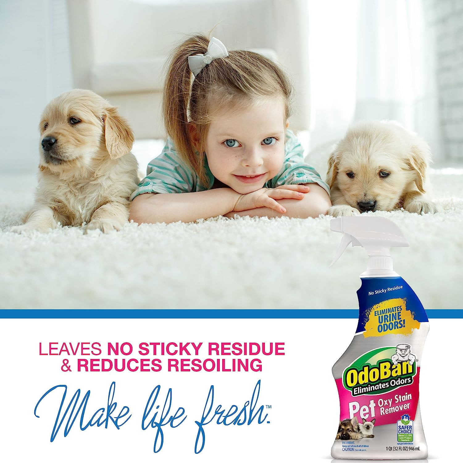 OdoBan Pet Solutions Oxy Stain Remover, 4-Pack, 32 Ounce Spray Each