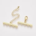 thumbnail image 3 of 5 set Brass Micro Pave Cubic Zirconia Chain Extender Necklace Layering Clasps with 5 Strands 10-Hole Ends and Lobster Claw Clasps Nickel Free Clear Real 18K golden Plated, 3 of 3