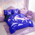 thumbnail image 2 of Manfei Cartoon Unicorn Flowers Queen Bedding 7pcs,Cute Stars Moon Bedding Comforter Set Queen,Reversible, 2 of 6