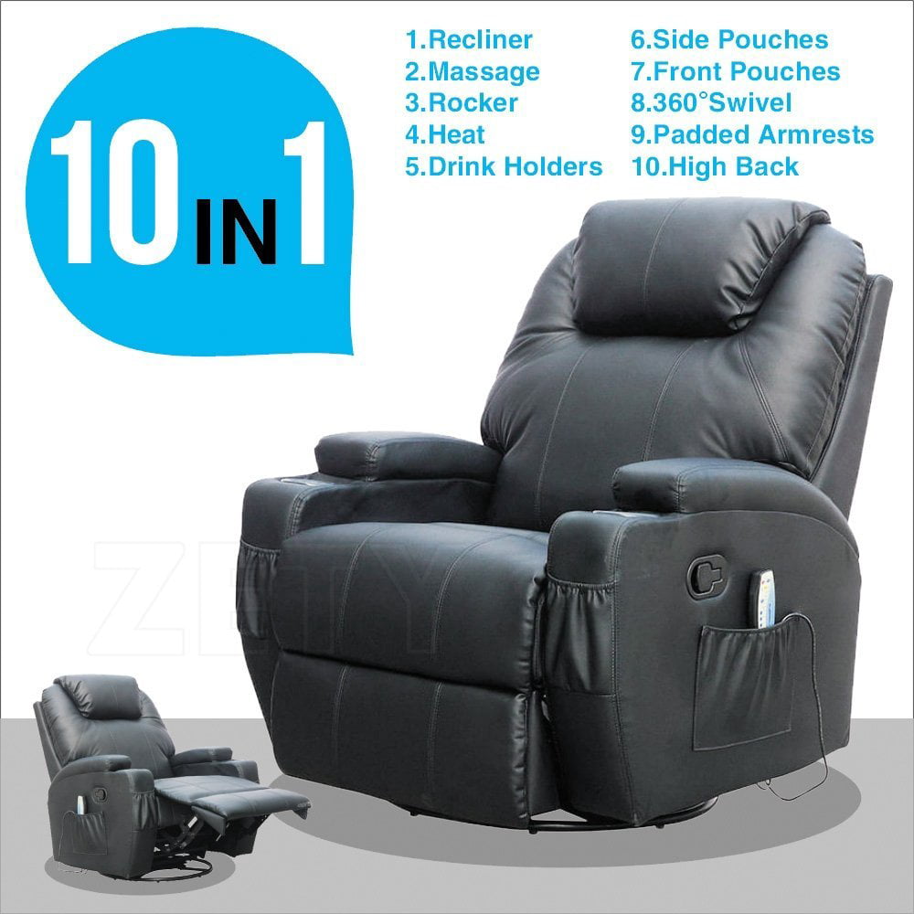 Uenjoy Black Massage Sofa Chair Recliner Ergonomic Lounge