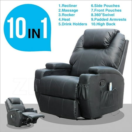Uenjoy Black Massage Sofa Chair Recliner Ergonomic Lounge Swivel