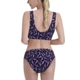 thumbnail image 6 of Pofeuu Lavender Flowers Print Womens Bathing Suits Modest High Waisted Bikini Sets Cute Halter 2 Piece Swim Suit, 6 of 7