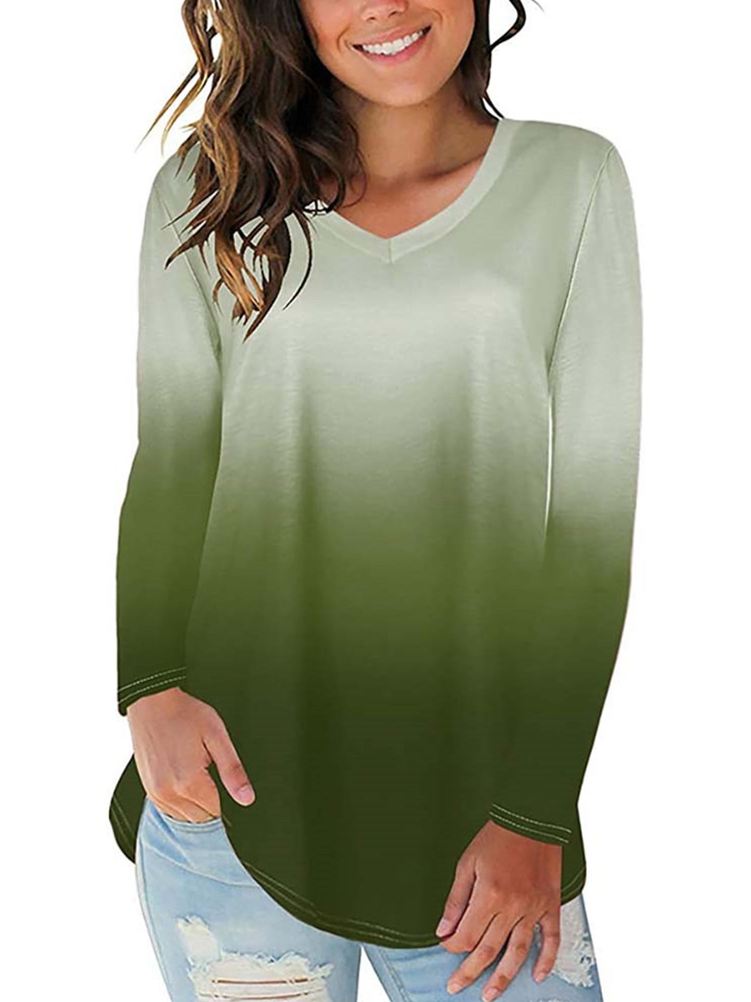 ombre long sleeve shirt women's