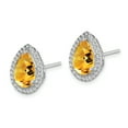 thumbnail image 2 of Sterling Silver Rhodium Polished Citrine & Cubic Zirconia Post Earrings, 2 of 3