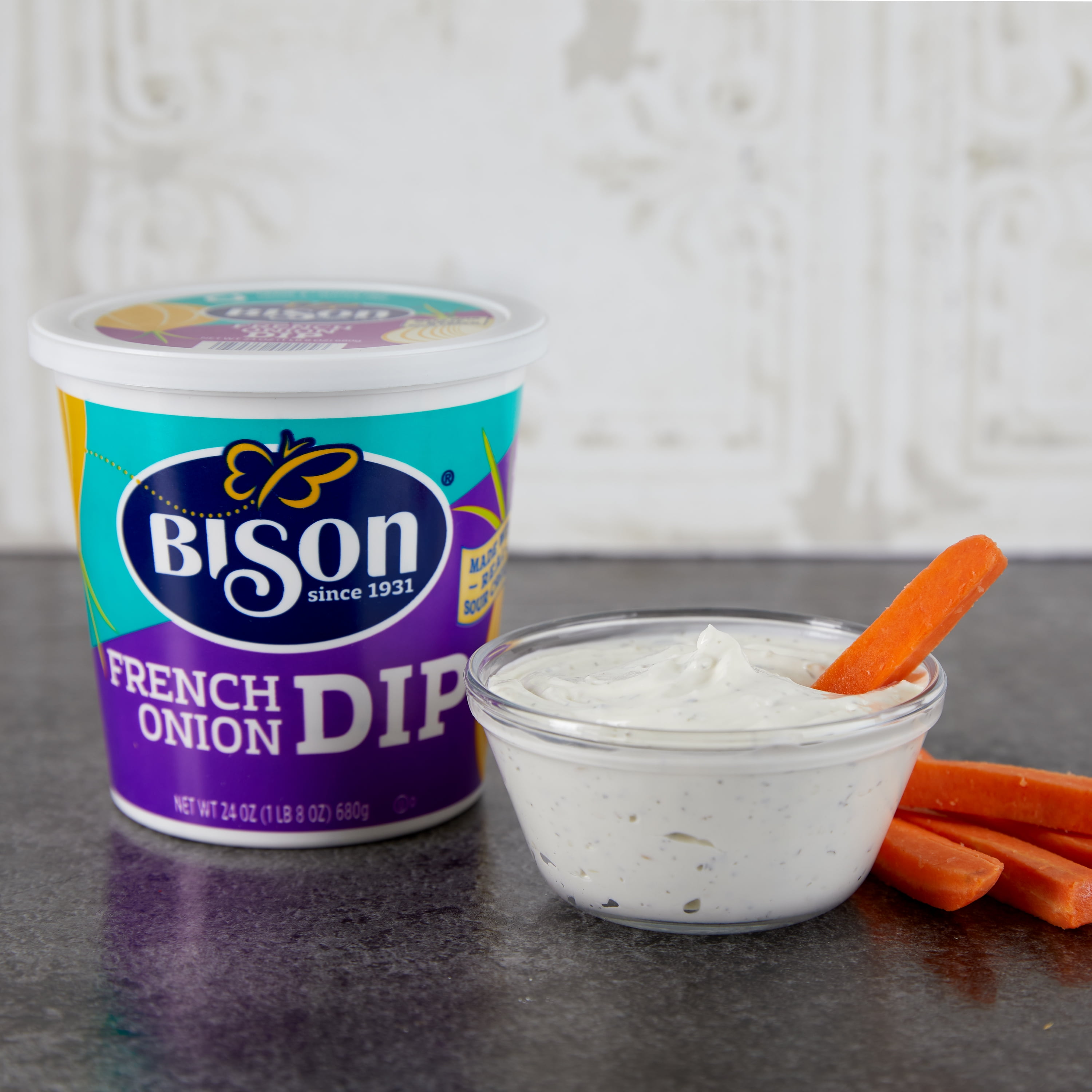 Bison Fresh Sour Cream, French Onion Dip, 24 oz