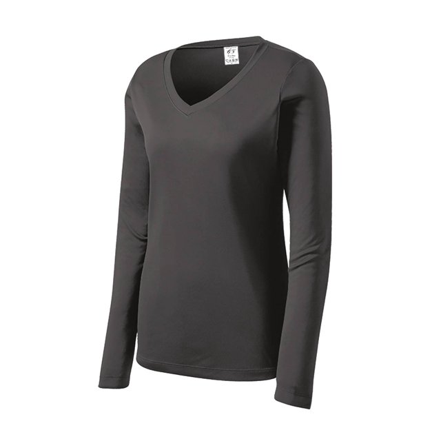 Gravity Threads Womens Long-Sleeve Moisture-Wick V-Neck - Iron Grey - Small