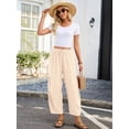thumbnail image 2 of Chiclily Women's High Waisted Palazzo Pants Casual Loose Ivory Wide Leg Trousers with Pockets Drawstring Flowy Pants, Size M, 2 of 7