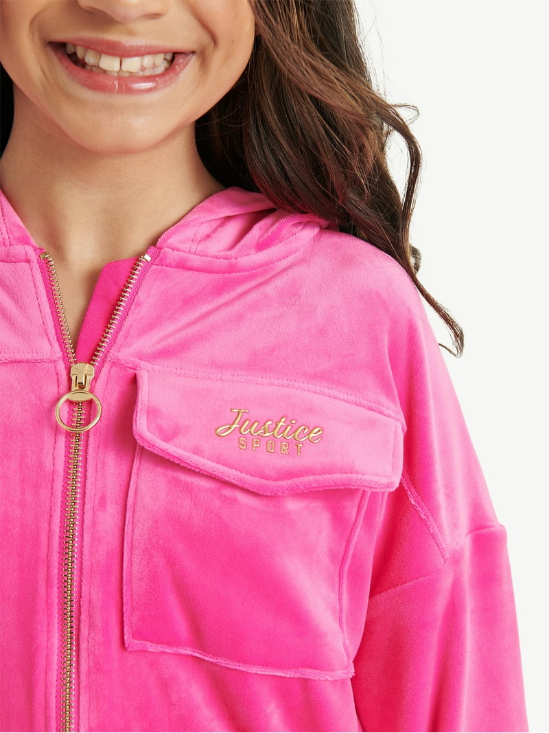 【Z23381】JUSTICE Justice Girls Velour Hooded Full Zip, Sizes XS - XLP - Walmart.com