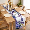 thumbnail image 3 of Table Runner 48 Inches Long for Kitchen Dining, Spring Floral Dresser Scarf Farmhouse, Dining Table Decorations for Wedding/Parties, Purple Tulips Hydrangeas Butterflies Flowers 13 x 48 In, 3 of 8