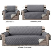 TOPCHANCES Reversible Quilted Sofa Cover, Waterproof Furniture Pet Protector Throw (Grey, Loveseat Cover)