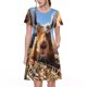 thumbnail image 1 of Balery Close-Up Curious Squirrel Vestidos sueltos de manga corta para mujer, vestidos de verano 2025, vestidos casuales de corte A con vuelo., 1 of 6