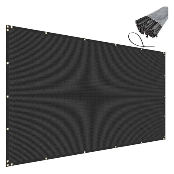 5' x 15' Black Privacy Fence Screen Heavy Duty Windscreen Mesh Fencing Shade Fabric with Brass Grommets for Outdoor Fence Garden Patio Swimming Pool
