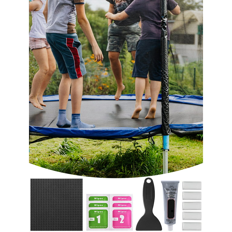 5-pack Quick Trampoline Patch Repair Kit 4 X 4 Square Patches Kit With Glue  Brush Scraper Gloves And Wipe Trampoline Mat Repair